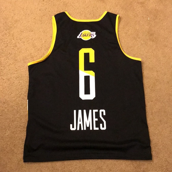 Los Ángeles Lakers Lebron James jersey Sz L Black/Yellow NBA - Picture 2 of 3